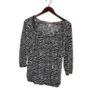 Michael Michael Kors Black Zebra Print Blouse Size M